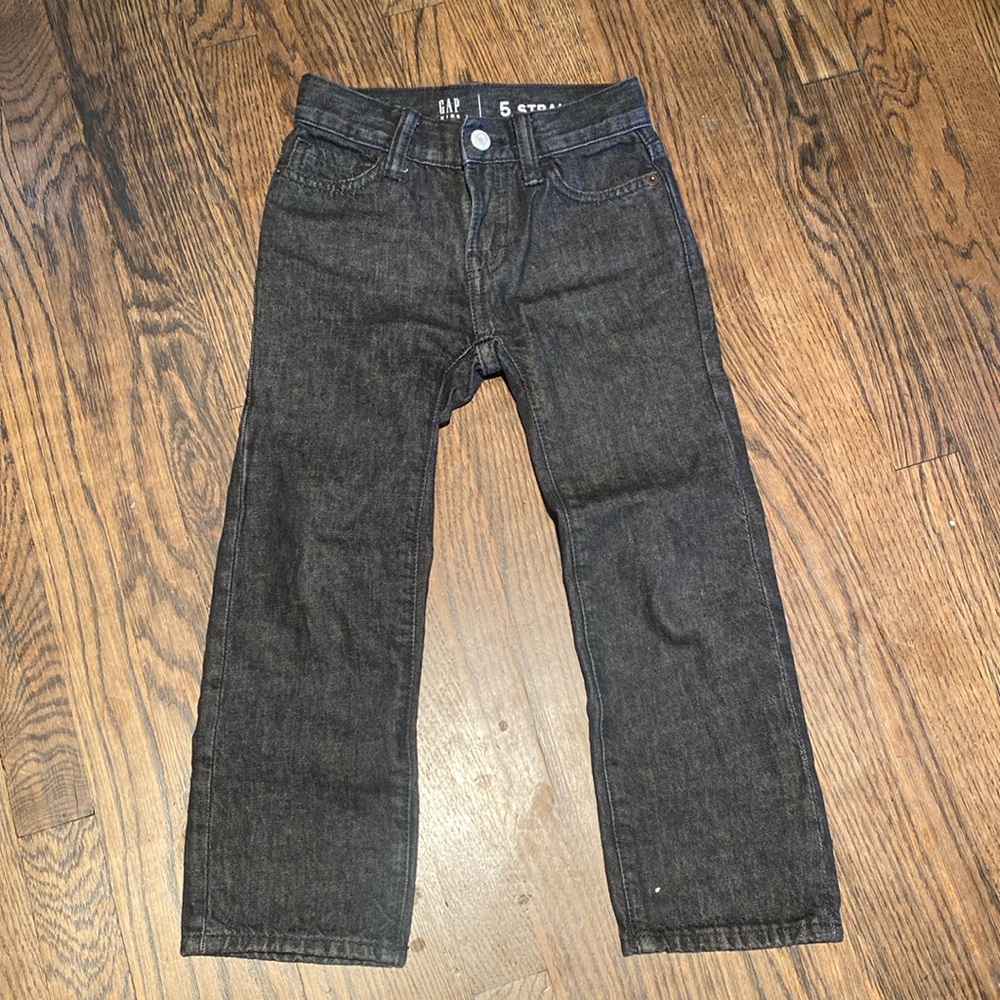 Gap kids straight leg black denim jeans, size 5